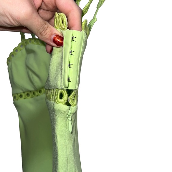 NEW NWT Jonathan Simkhai Sevilla Crochet Ring Midi Dress Lime Green - Picture 6 of 10